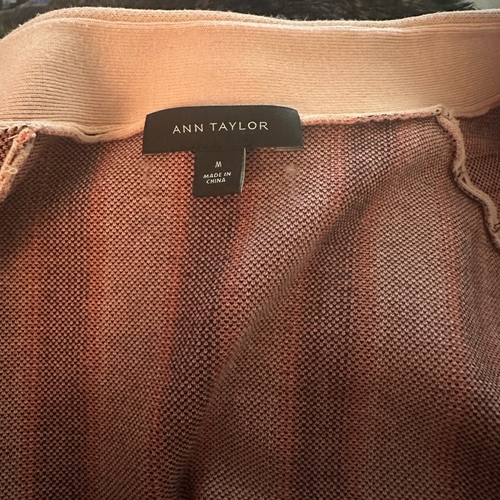 Ann Taylor Striped Sweater Cardigan - navy, Pink, peach - medium - Picture 4 of 4